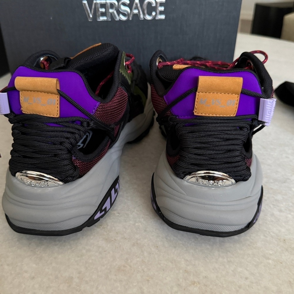 Versace Trigreca Sneakers‎ Mens Green Burgundy Purple 1016711 EU 45 US 12 - Picture 5 of 16